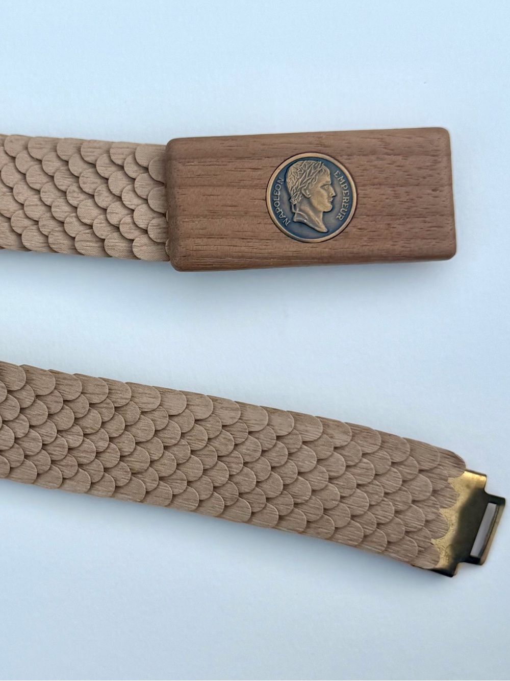 Men's Woven Leather Belt in Light Brown